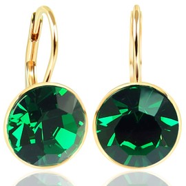 Nobel Schmuck Short Earrings with Crystals, 925 Silver, Gold, Silver, Crystal