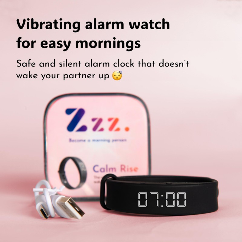 Zzz. CalmRise Vibrating Alarm Clock to Wake Up Silently and