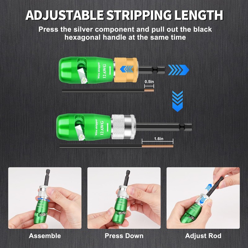 Wire Stripper for Drill, 8/10/12/14 AWG Wire Stripping Tool &