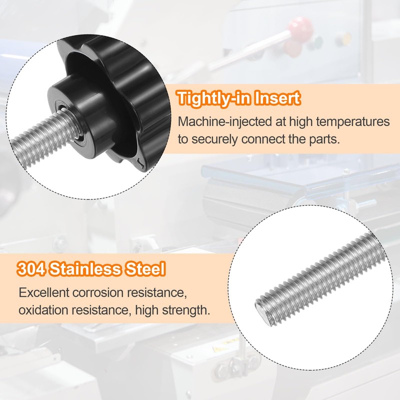 sourcing map 2pcs Star Knobs M10 x 50mm 304 Stainless