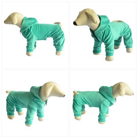Dog Pajamas Pet Jumpsuits PJS for All Seasons, Velvet Dog Hoodies 4 Legs Four Feet Dog Onesies Stylish PJS Puppy Costume Cotton Liner Warm Pet Clothes for Small Medium Large Dogs Turquoise XL