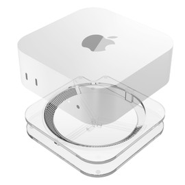 CaSZLUTION Mac mini M4 Stand with Built-in Air Filter - Clear Acrylic Desktop Mount Holder for 2024 Mac mini M4/M4 Pro | Easy Power Button Access, Enhanced Airflow & Dustproof Ventilation System