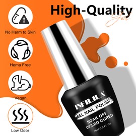 NXJ INFILILA Orange Gel Polish, 15ml 0.51oz Hema Free Orange Gel Polish, Bright Orange Color Nail Polish Gel High Gloss Soak Off UV Gel Nail French Nail Manicure Salon DIY