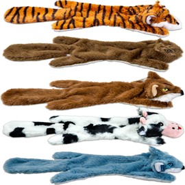 Chesk Dog Toys Squeaky & Crinkle 5 Pack No Stuffing Plush Dogs Chews Toy for Small Medium Large Breed Chewers Dog Products Durable Puppy Teething Chewing Interactive to Keep Them Busy Birthday Gift