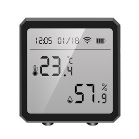 Temperature and Humidity Sensor Smart WiFi Indoor Hygrometer Thermometer with Digital Display Screen for Bedroom Basement Office School Black