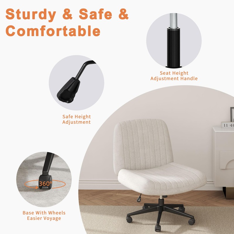 Shintenchi Criss Cross Chair,Cross Legged Office Seat with Wheels Armless