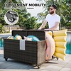 Outdoor Rolling PE Rattan Pool Caddy, Wicker Patio Poolside Float