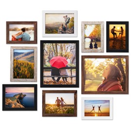 Giftgarden 4 Colors Picture Frames for Multiple Sizes Photos, Four 4x6, Four 5x7, Two 8x10, Assorted Gallery Frame Collage for Wall or Tabletop, Set of 10