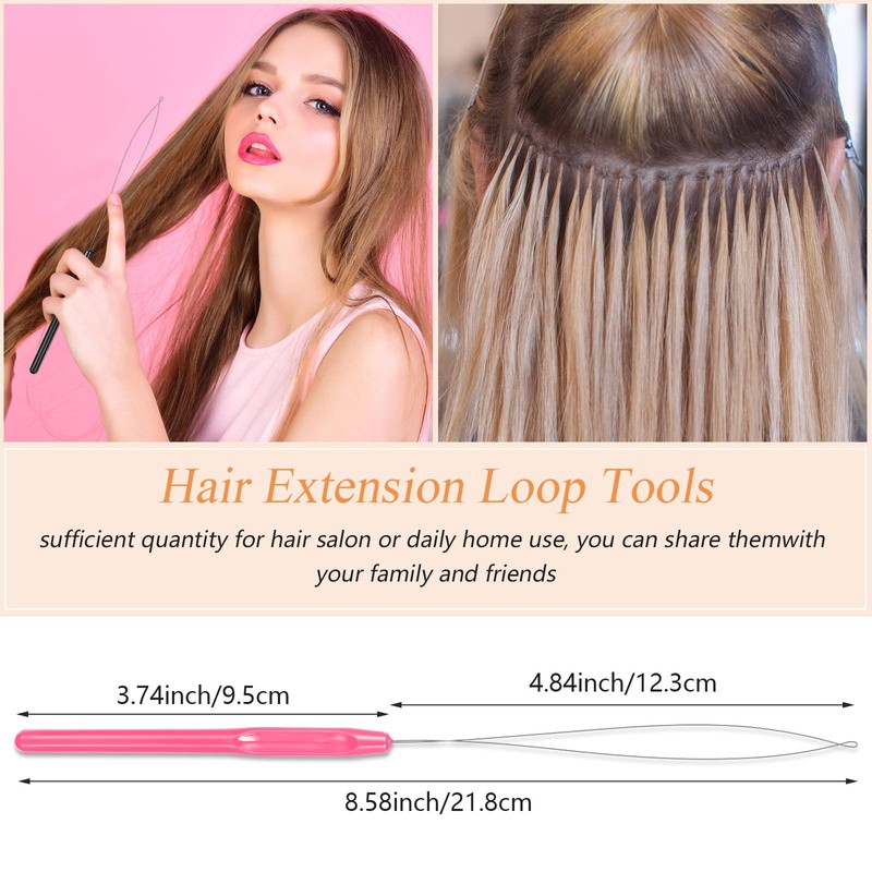 Chuangdi 20 Pieces Hair Extension Loop Needle Threader Pulling Hook
