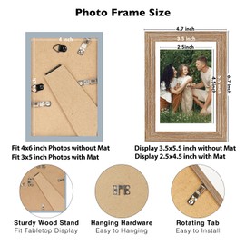 JCJMY 18 Packs 4x6 Picture Frames, 4x6 Frames Bulk, Gallery Wall Frame Set, 4 by 6 Frame Set of 18, Collage Wall Decor Photo Frames Set for Wall Hanging and Tabletop, Rustic Brown