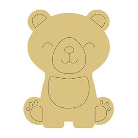 Baby Bear Design by Lines Cutout Unfinished Wood Young Cub Nursery Decor Baby Room Door Hanger MDF Shape Canvas Style 3 Art 1 (18")