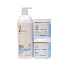 Shea Radiance 3-Piece Care Product Bundle - African Black Soap Body Wash, Nourishing Body Cream & Whipped Butter - Unscented, Lavender and Citrus - Scent: Citrus & Spearmint
