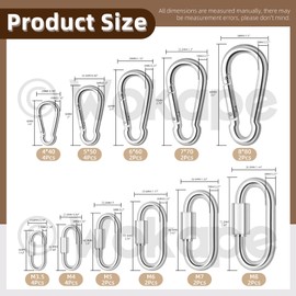 Wokape 30Pcs Quick Link Chain Connector Kit, M3.5/M4/M5/M6/M7/M8 Kette Haken Verriegelung Karabiner Twist Schlüsselring Schraube Kette Link Feder Karabinerhaken Set für Hammock, Schaukel