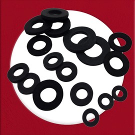 M6 Black Rubber Washers DIN 125 (Pack of 20) From A Washers size: 6.3 mm Inside Diameter x 12mm Outside Diameter x 1.6mm Thickness