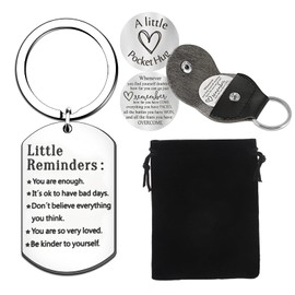DALAETUS 3 Pcs Little Reminders Keyring Set, 1 Inspiration Keychain with 1 Pocket Hug Token & 1 Drawstring Gift Bag, Key Ring Ornament for Lover Wife Husband Valentines Christmas Anniversary