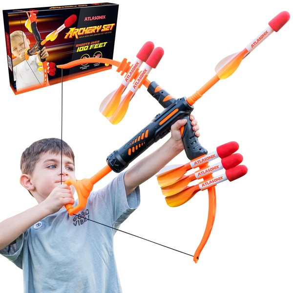 Atlasonix Bow and Arrow for Kids 6-12, Kids Bow and Arrow Set, Toy Bow and Arrow for Kids, Crossbow Archery Set, Youth Bow Set, Bow N Arrow, Coolest Toys for Boys Age 6, 7, 8, 9, 10, 11 & 12