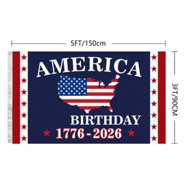 America Birthday Flag 3x5 Ft 1776 2026 Flag with Brass Grommets for Indoor Outdoor Decorations
