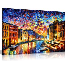 Venice Grand Canal by Leonid Afremov Canvas Wall Art Picture Print for Home Decor (30x20)