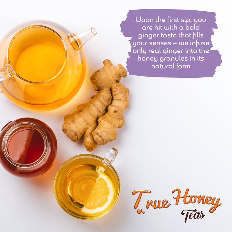 True Honey Lemon Ginger Tea Bags - Honey Crystals Blended