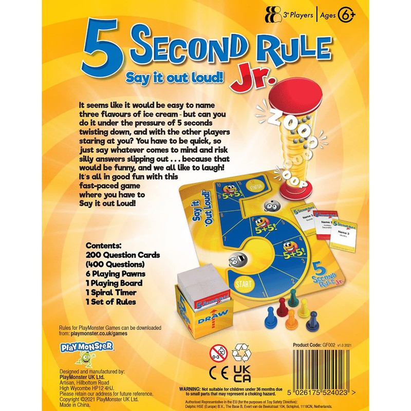 5 Second Rule Junior Family Game, GF002, Multi color