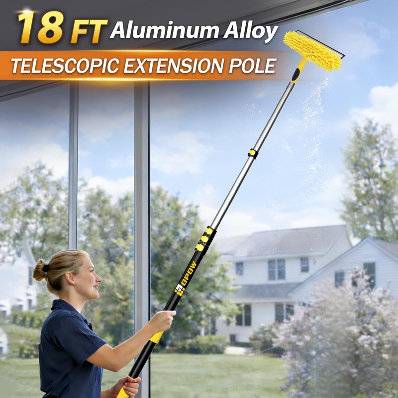 24FT High Reach Window Squeegee with Extension Pole, 2-1 Window