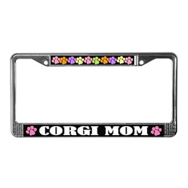 CafePress Corgi Mom License Plate Frame Gift Chrome License Plate Frame, License Tag Holder