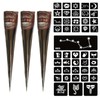 AMSNINK Henna Tattoo Set - 3 x Brown Henna Paste with 44 Stencils, Henna Brown Freckles, Henna Colour, for Temporary Tattoos