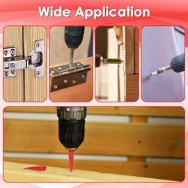 SUMNACON 25 Pcs Adjustable Wood Anchors Wall Anchors, Plastic Fixing Stripped Screw Hole Repair Kit Door Window Hinge Screw Hole Anchor, Screw Anchor Suitable with Screws Sizes #2 to #16 (Red)