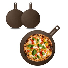 babadoh Wood Fibre Round Pizza Serving Boards | Set of two 12" Boards | Charcuterie Tray | Cheese Board | Dessert Platter