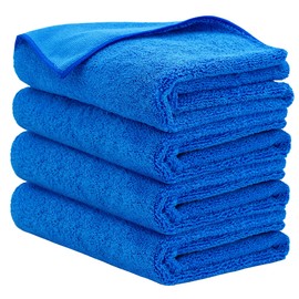AIDEA Microfiber Towels for Cars-4PK, Large Professional Car Drying Towel, Scratch-Free, Strong Water Absorption Drying Towel for Cars, SUVs, RVs, Trucks, and Boats (24 in x 31 in)-Blue