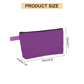 sourcing map Canvas Makeup Bags, 10 Pcs Travel Cosmetic Bags Bulk, Multipurpose Plain Toiletry Zipper Pouches Blank DIY Craft Bags Pencil Bag for Women Teens, Purple