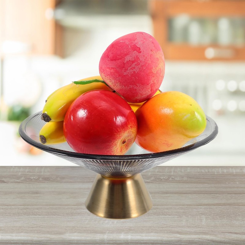 PRETYZOOM Glass Fruit Bowl, 10 Inches Pedestal Bowl, Decorative Footed