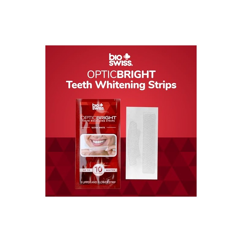 BioSwiss Tiras blanqueadoras de dientes, juego de tiras blanqueadoras de