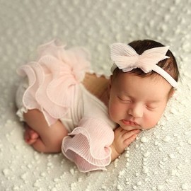 Zeroest - Accesorios de fotografía para bebé, sombreros de encaje, para sesión de fotos de recién nacido, trajes de sesión de fotos de bebé, disfraz de niña, Rosa bebé, Recién nacido
