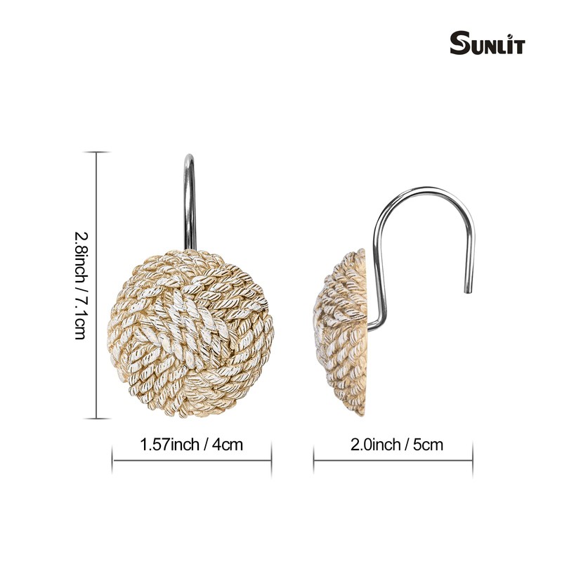 Sunlit Boho Knots Shower Curtain Hooks, Home Decorative Shower Curtain
