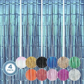 Twinkle Star 4 Pack Photo Booth Backdrop 3FT x 8FT Metallic Tinsel Foil Fringe Curtains Environmental Background for Birthday Wedding Party Christmas Decorations