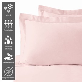 Pizuna 100% Cotton King Pillow Cases 2 Pack Light Pink 50x90cm, 400 Thread Count Long Staple Combed Cotton Pillowcases, Luxurious Soft Sateen King Size Pillow Cases (100% Cotton Pillowcase Pack of 2)