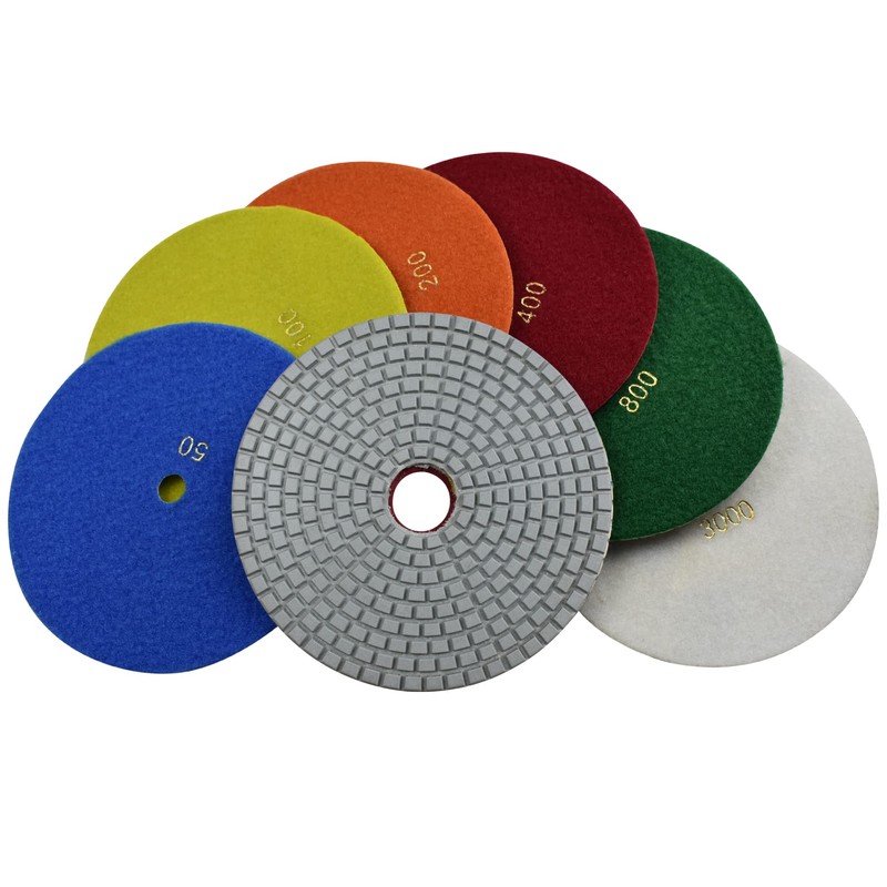 Konfor 8" Wet Diamond Polishing Pads Set of 7pcs For