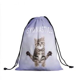 Purple Gymnastics Cat Grip Bag - Grip Bags for Gymnasts Yoga Kitten Gymnastic Bag Sport Pet Animal Drawstring Bag Athlete Gym String Bag Water Resistant Adjustable