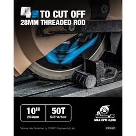 CRALY 10 Inch 50 Teeth Steel and Ferrous Metal Cutting Circular Saw Blade, 5/8 Inch Arbor, Thin Kerf, Professional Carbide Tipped Blade for Angle Iron, Threaded Rod, EMT Conduit(C1050MC)