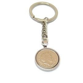 2005 20th Birthday/Anniversary 5p pence coin Keyring - 5 pence Keyring from 2005 for a 20th Birthday SLV