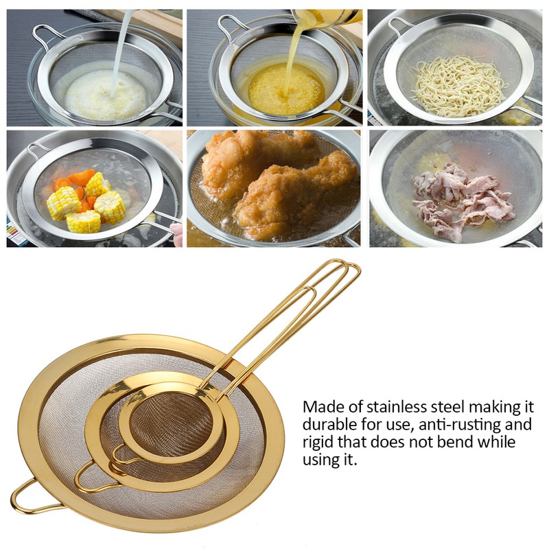 Stainless Steel Fine Mesh Oil Strainer Flour Colander Sieve Sifters