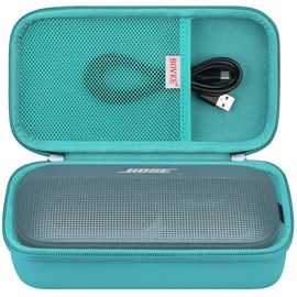 BOVKE Hard Travel Speaker Case for Bose New SoundLink Flex Speaker (2nd Gen) / Bose SoundLink Flex Bluetooth Portable Speaker, Extra Mesh Pocket for Bose Speaker Charger, Charging Cables, Turquoise