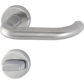 Hoppe Paris Door Handle Set with Rosette WC, Stainless Steel Matt, 3286403