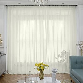 ABCHOME Sheer Curtains Inches Long Window Sheer Curtain 2 Panels Sheer Curtains Size 63 72 95 108 145 Long Inch Bedroom Children Living Room Yard (Beige, 52 W x 90 L | 2 Pcs)