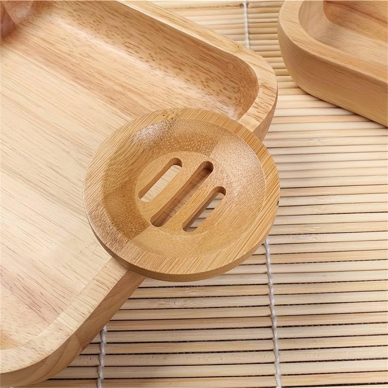 Kandid Bamboo Circular Soap Dish - Draining Soap Dish For