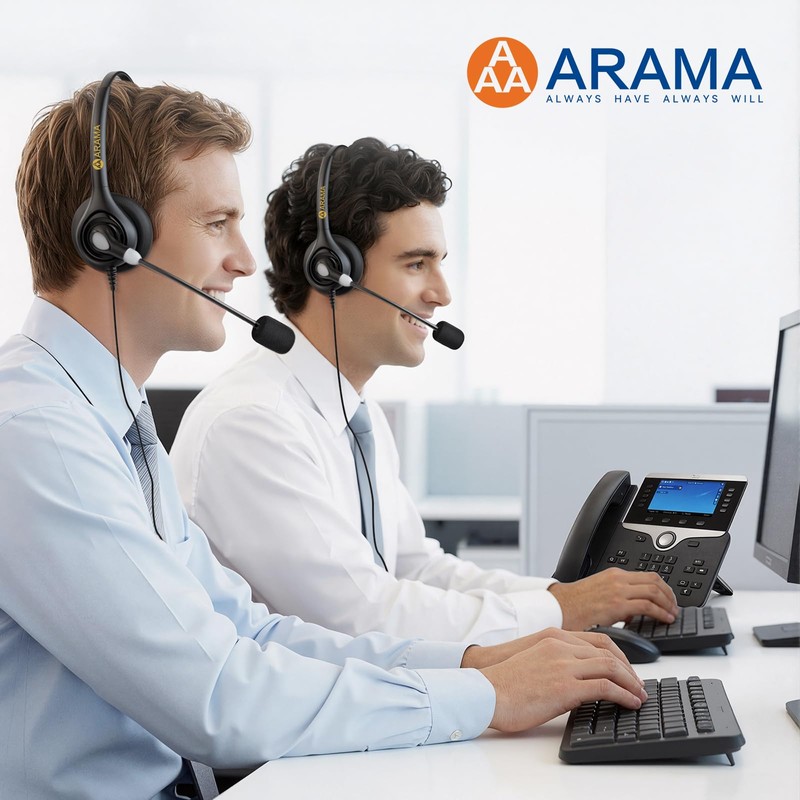 Arama Phone Headset for Office Phones for Polycom & Other