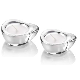 2 Pcsc Glass Tealight Candle Holder - Chunky Heart-Shaped for Wedding & Home Decor