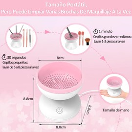 Maquina Limpiadora de Pinceles de Maquillaje Eléctrica, Limpiador de Pinceles Cosméticos de Silicona Herramientas Limpiadoras de Pinceles Automáticas Portátiles para Todos los Tamaños de Pinceles (Blanco)
