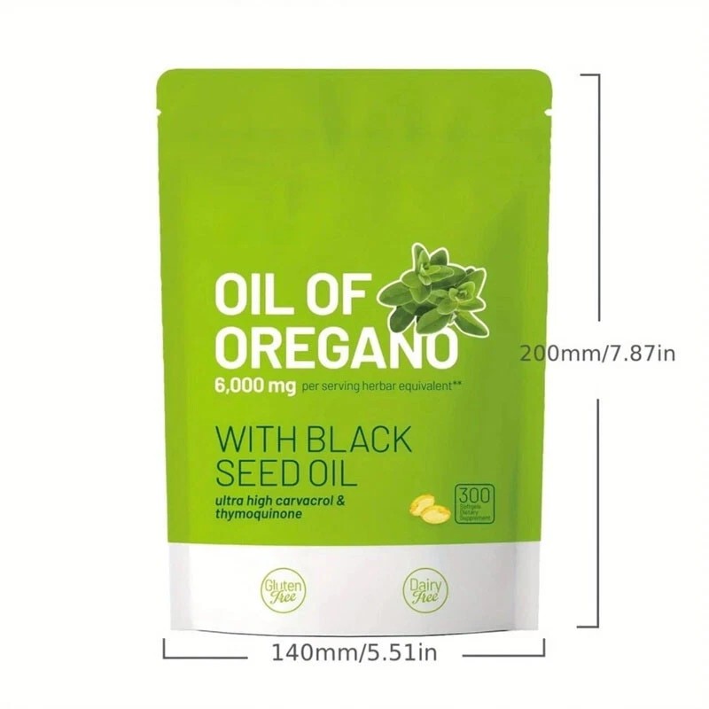Unbranded Oil of Oregano 300 Softgels with Black Seed Oil